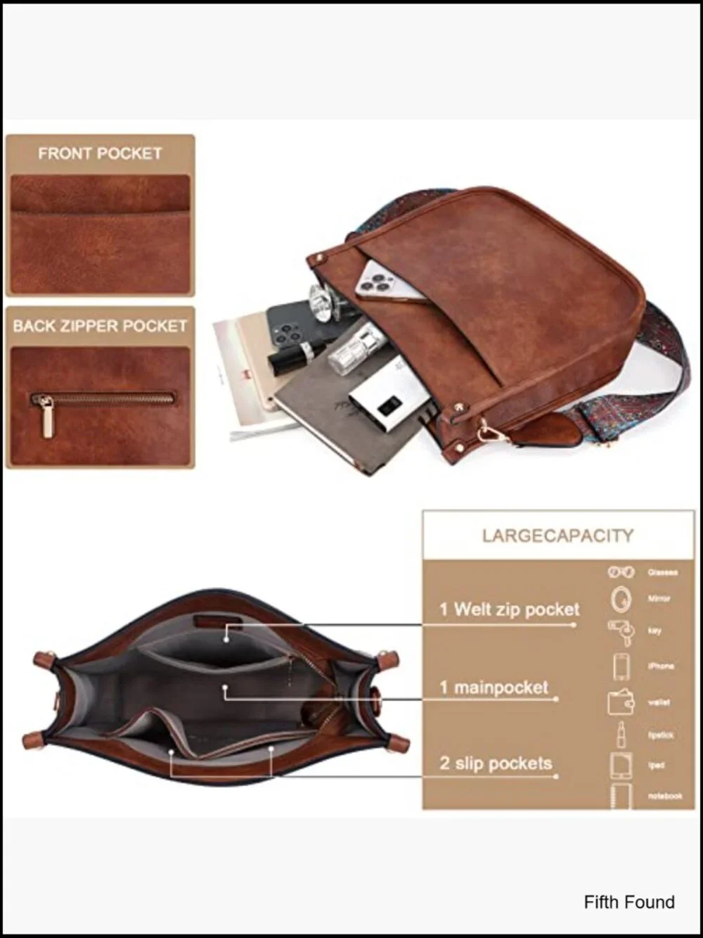 Trendy Vegan Leather Hobo Crossbody Bag with 2 Guitar Straps